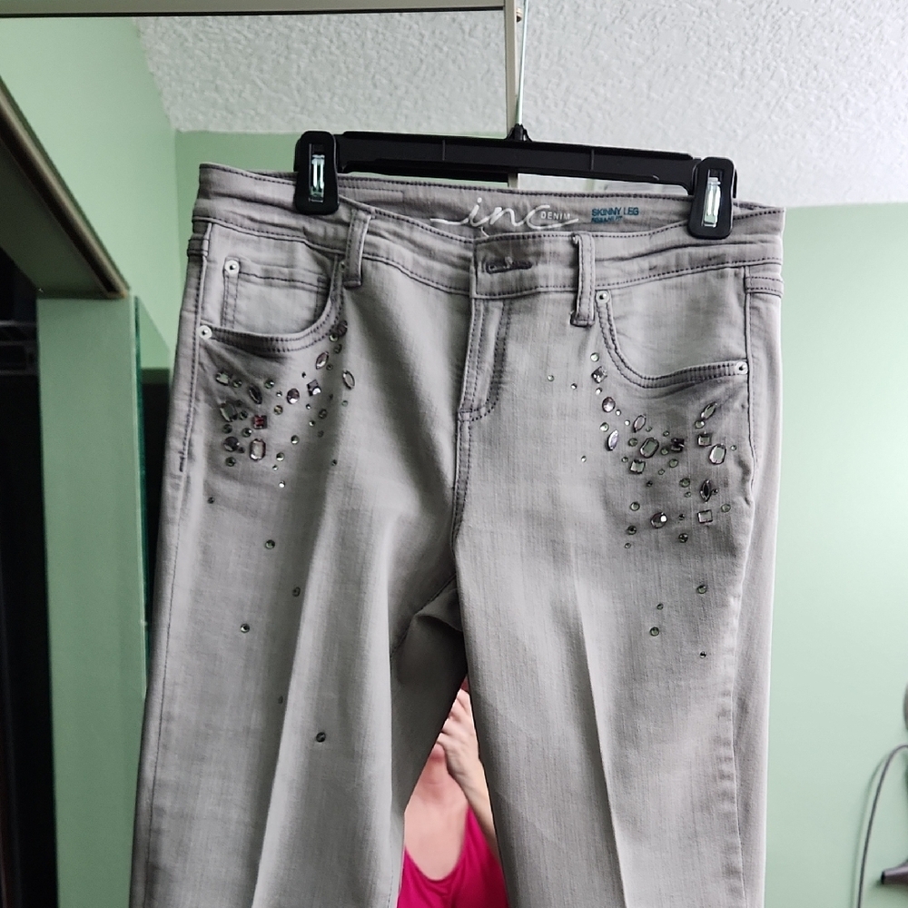 INC Women's Gray Jeans with Embellishments